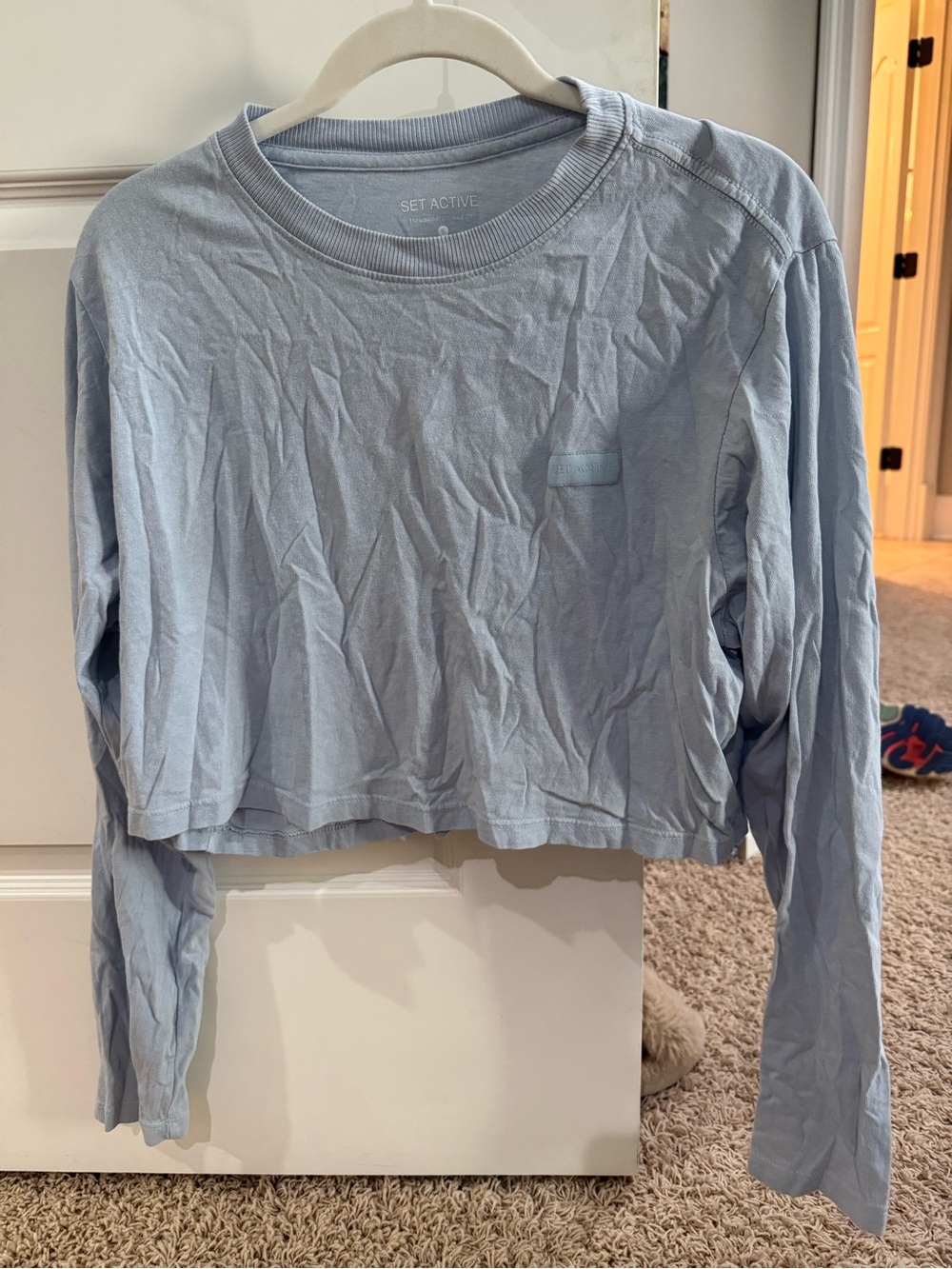 SET Active Light Blue Long Sleeve Cropped Tee